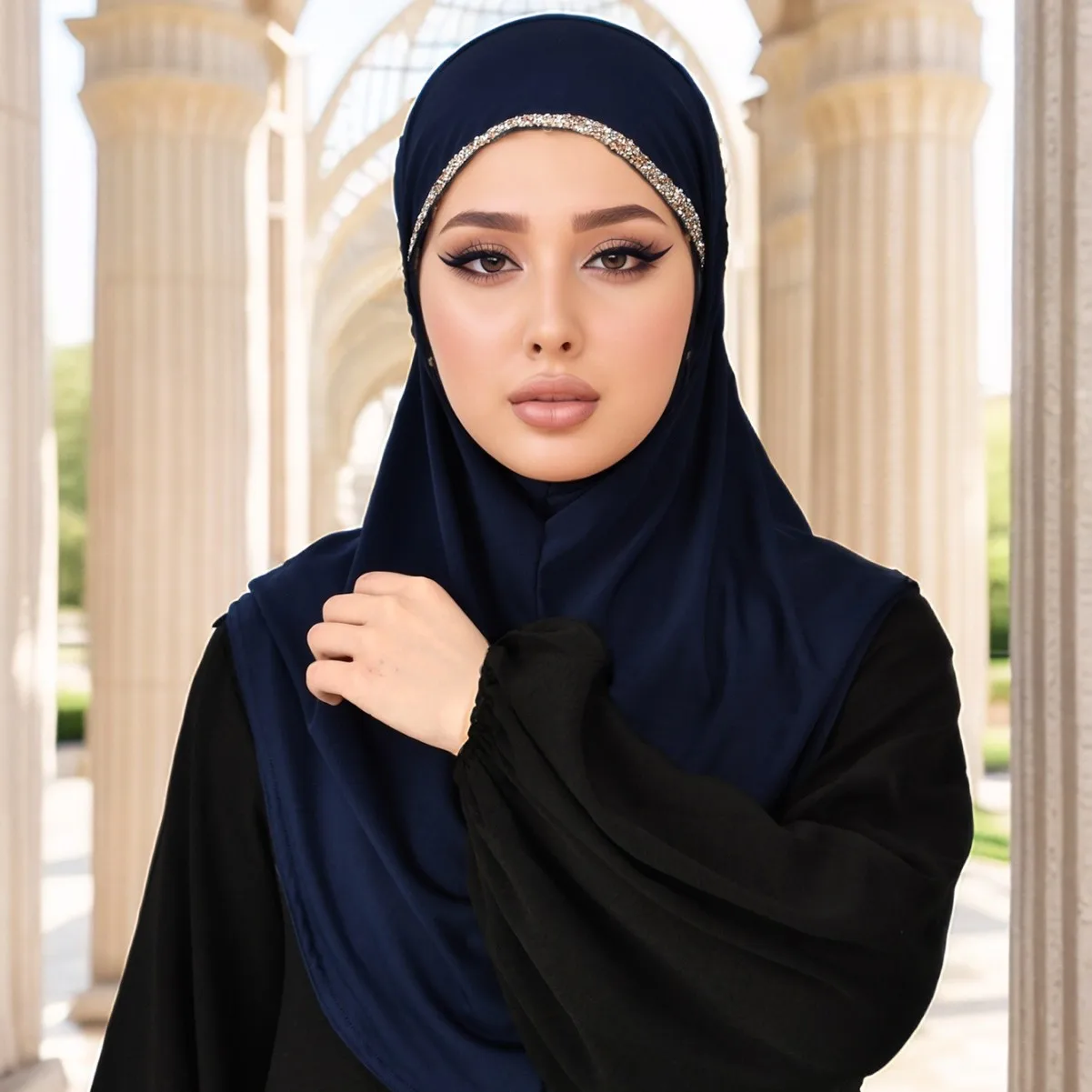 

Muslim Women Hijab Diamonds Hat Pull On Headscarf Amira Head Wrap Instant Scarf Hijabs Niqab Nikab Ready To Wear Headwear Islam