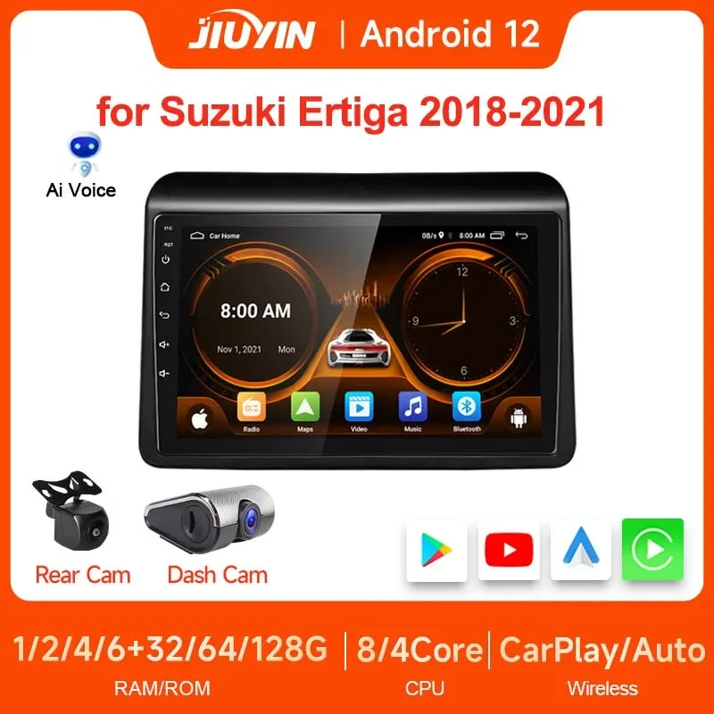 JIUYIN 10.1 inch Multimedia Player For Suzuki Ertiga 2din Car Radio Stereo Android Auto Apple Wireless Carplay with Frame