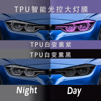 Intelligent UV Color Black Change TPU PPF Photochromic Headlight Film For Any Car Lamp Decor, Anti-scratch,Protectiver Stickers