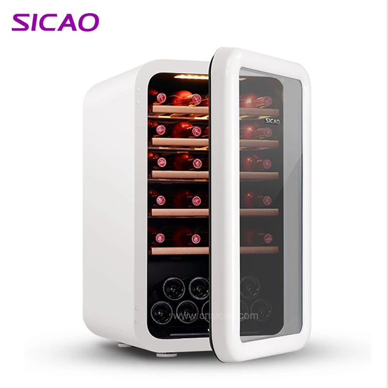 Freestanding Mini Storage Room Bar Single Bottle Glass Cabinet Corner Compressor Refrigerator Wine Cooler Retro For Sale