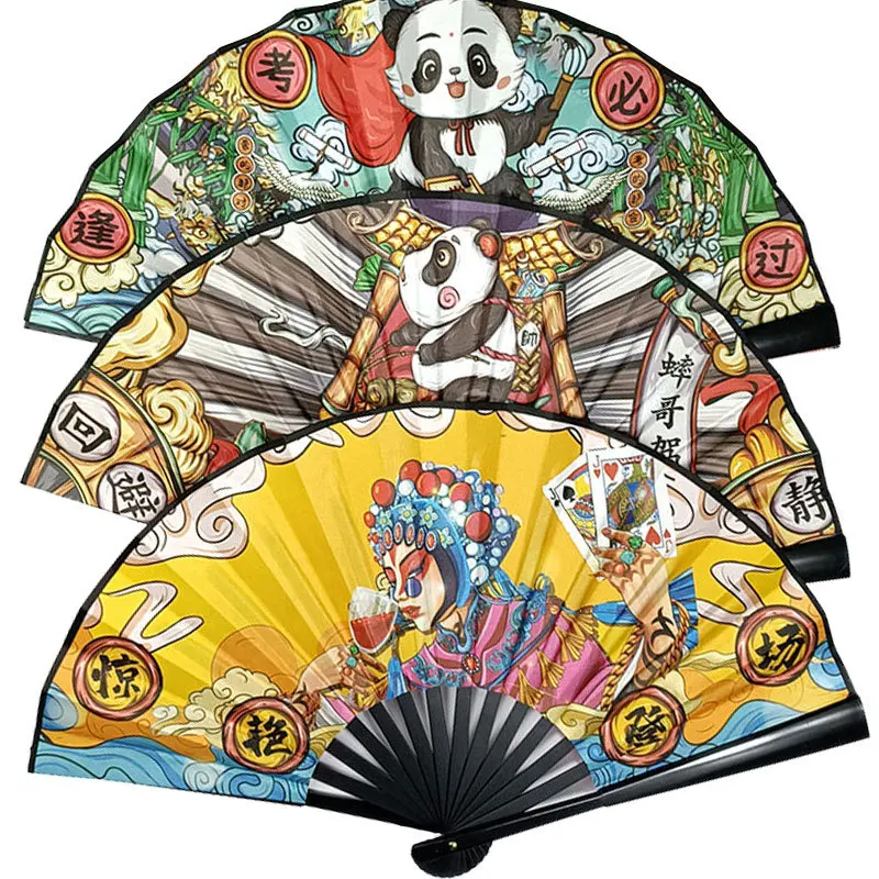 Guochao cartoon 8-inch folding fan ancient style Chaoyu Lingjuan fan waterproof double-sided net red fan plastic fan