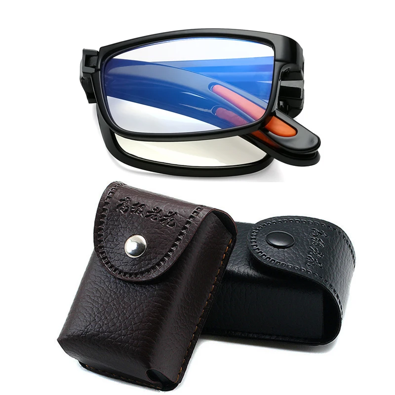 Classical Unisex Folding Reading Glasses with Box Men Women Blue Light Blocking Eyewear Vintage Far Sight Diopter Eyeglasses