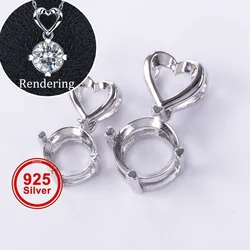 5-11mm Pendant Setting, S925 Sterling Silver Material, Simple Heart-shaped Pendant Base, Suitable for Handmade Jewelry