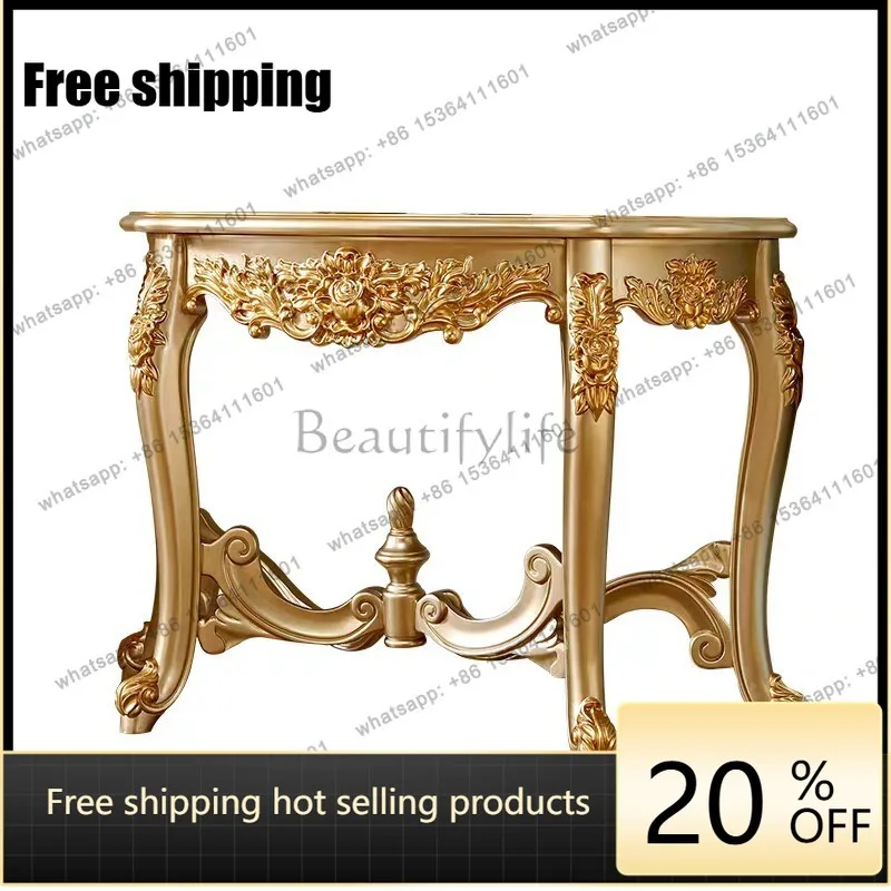 

XX European all-solid wood entrance table, neoclassical carved entrance table