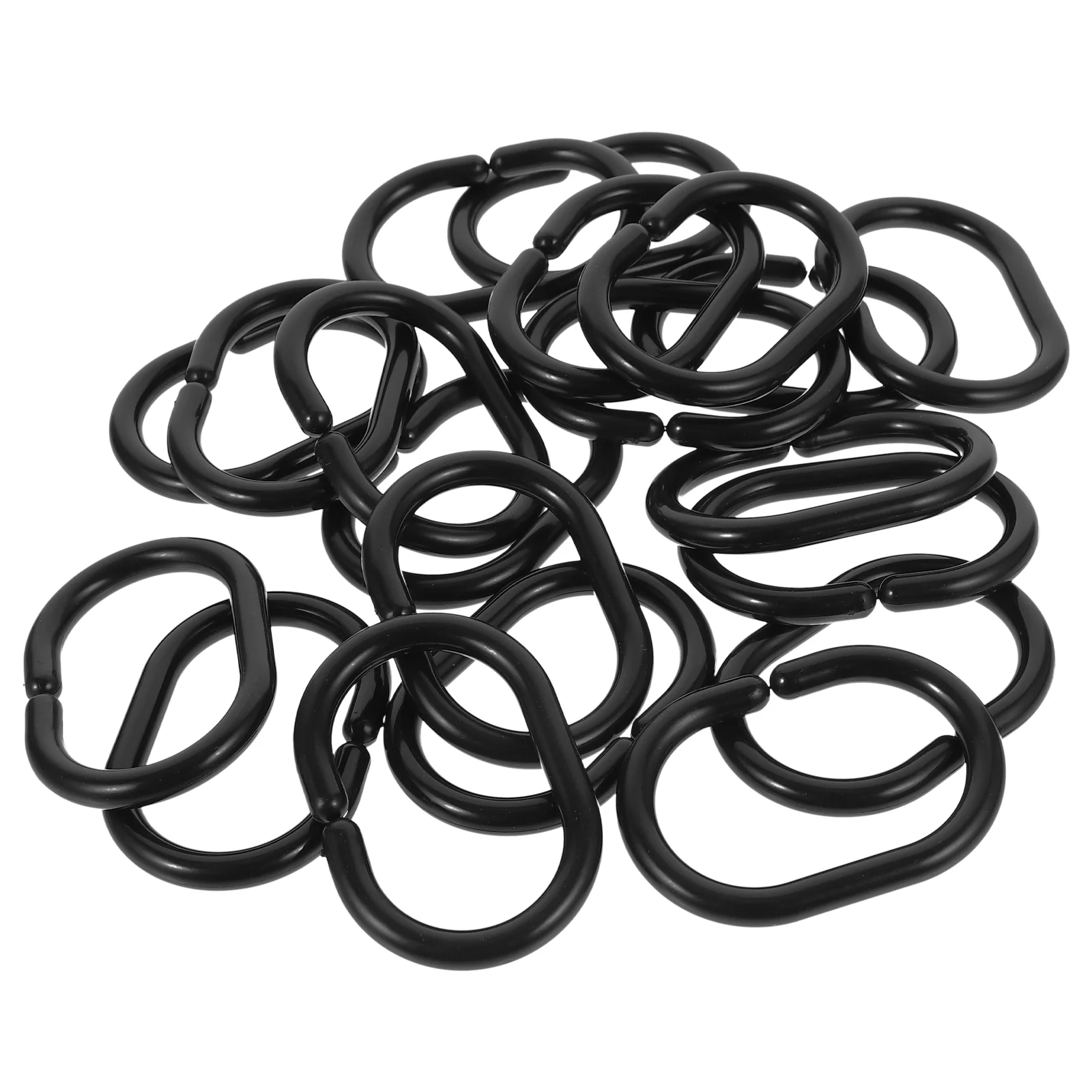 Quick-release Quick-hanging Curtain Hooks 20pcs (black) Shower Rings Plastic Rod for Bath Snap Closure Rust Proof