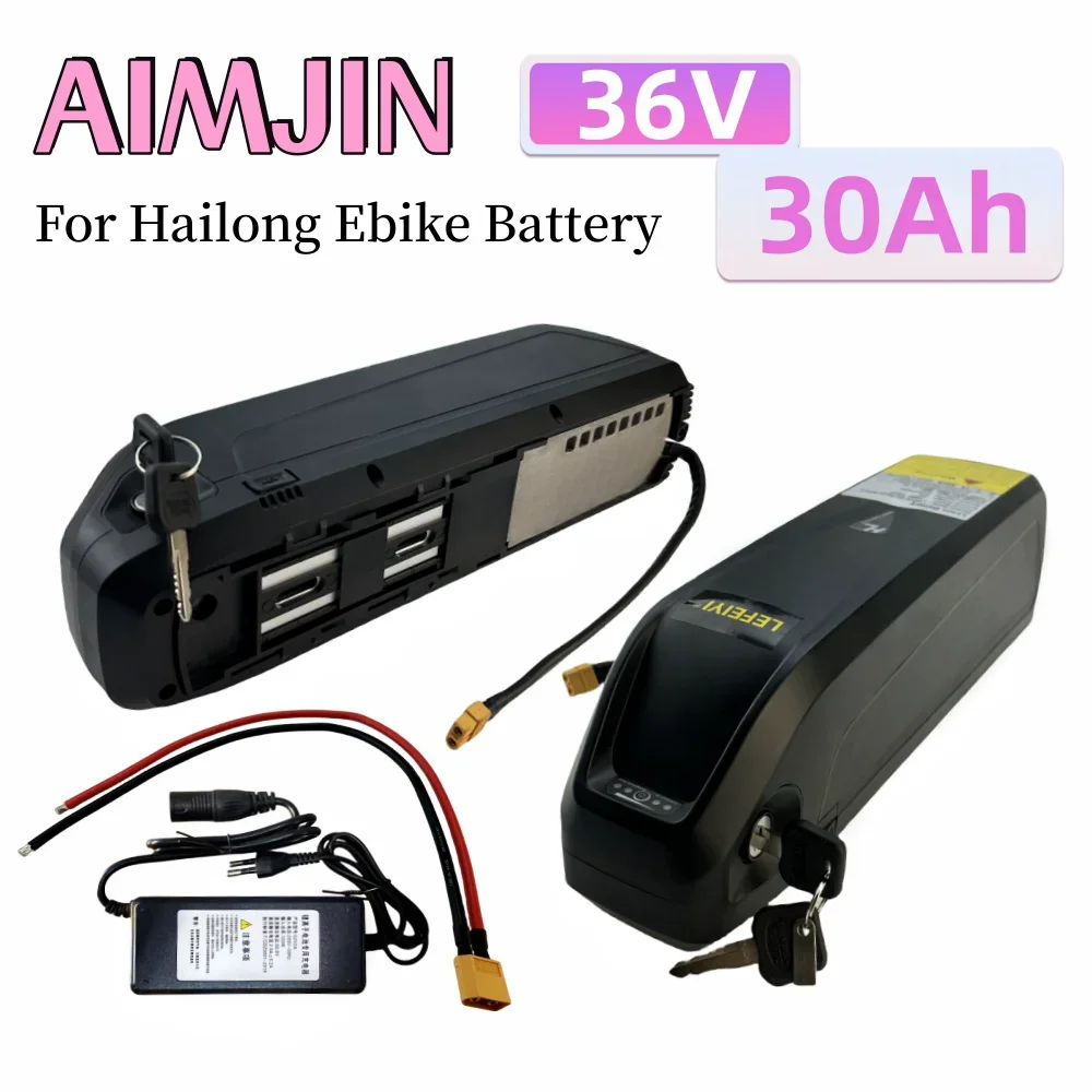 18650 10S6P For Hailong 36V 30Ah Electric bicycle Battery  built-in balance BMS USB with charger