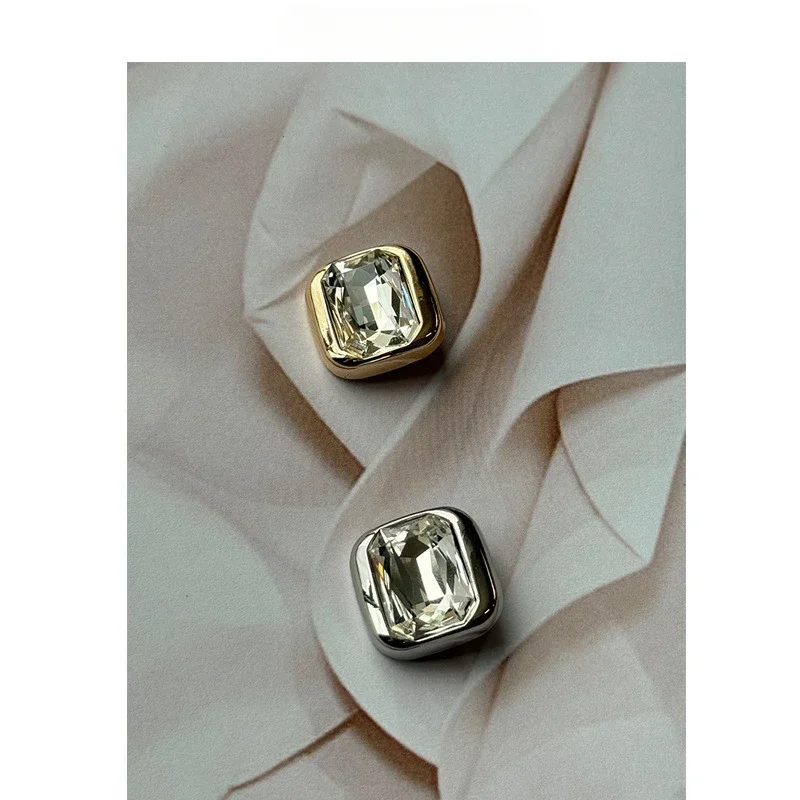 5pcs Fashionable Diamond Buttons High Quality Large Rhinestone Square Metal Buttons Clothing Decorative Buttons