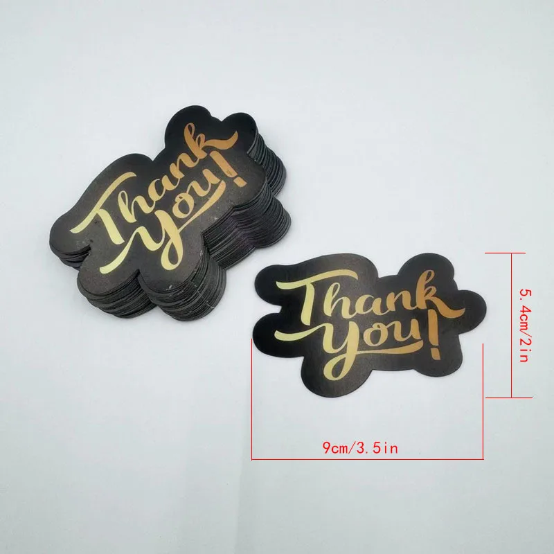 50pcs/pack Unique Thank You Card Small Business, Black Golden Thank You Card Small Business