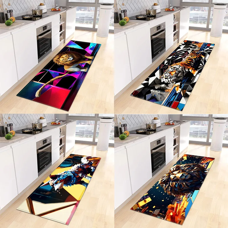 Tiger and Lion Pattern Home Kitchen Floor Mat Door Decoration Floor Mat