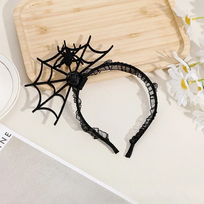 

10pcs Party Halloween Spider Web Headband Creative Lace Ball Devil Ghost Festival Hairband Holiday