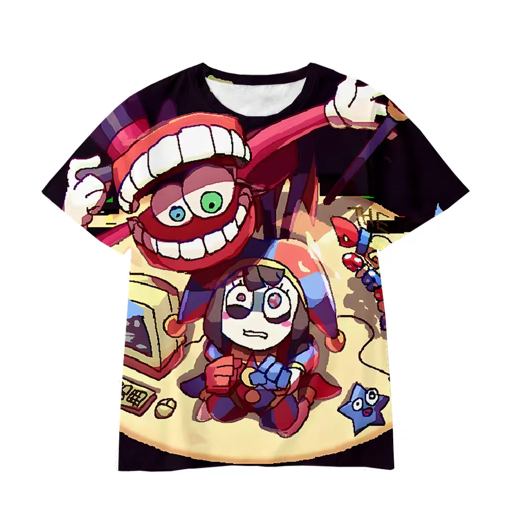 2026 Summer THE AMAZING DIGITAL CIRCUS All Over Print Jersey Short Sleever Round Collar Cartoon Fan Shirt Men Women Kids