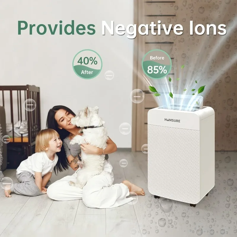 HUMSURE 4500 Persegi. Dehumidifier Ft 70 Pint untuk Ruang Bawah Tanah dan Rumah, Kamar Mandi, Kamar Tidur, Dilengkapi Selang Drainase