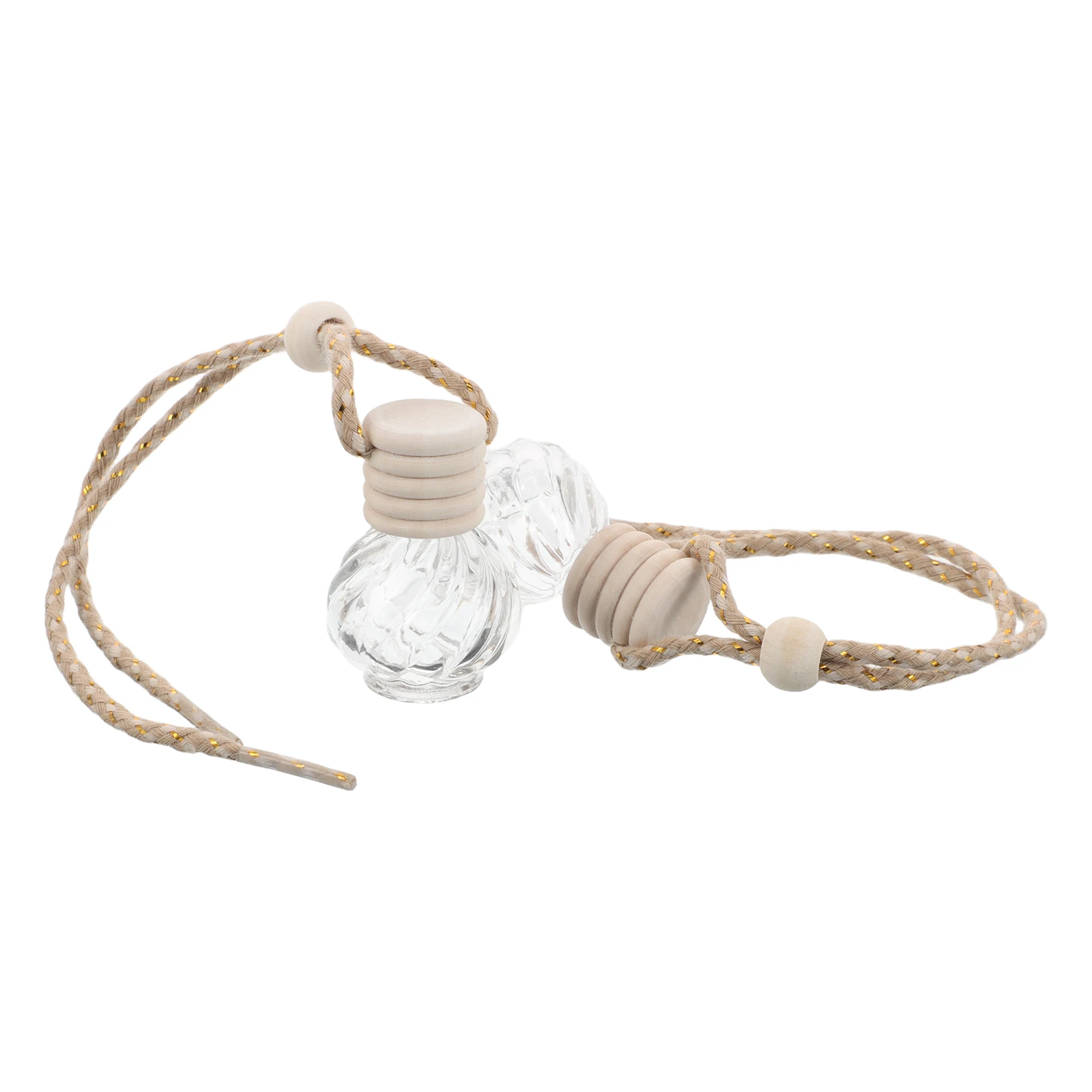

2Pcs Empty Car Hanging Diffuser Bottles Refillable Glass Perfume Containers Compact Aromatherapy Car Freshener Holder Essential