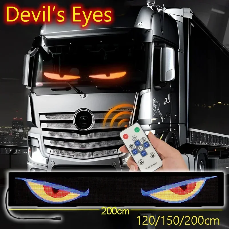 LED Matrix Pixel Panel Soft Foldable Remote Control Truck Devil Eye Lighting Graffiti Scrolling Stickup Text Board Windshield