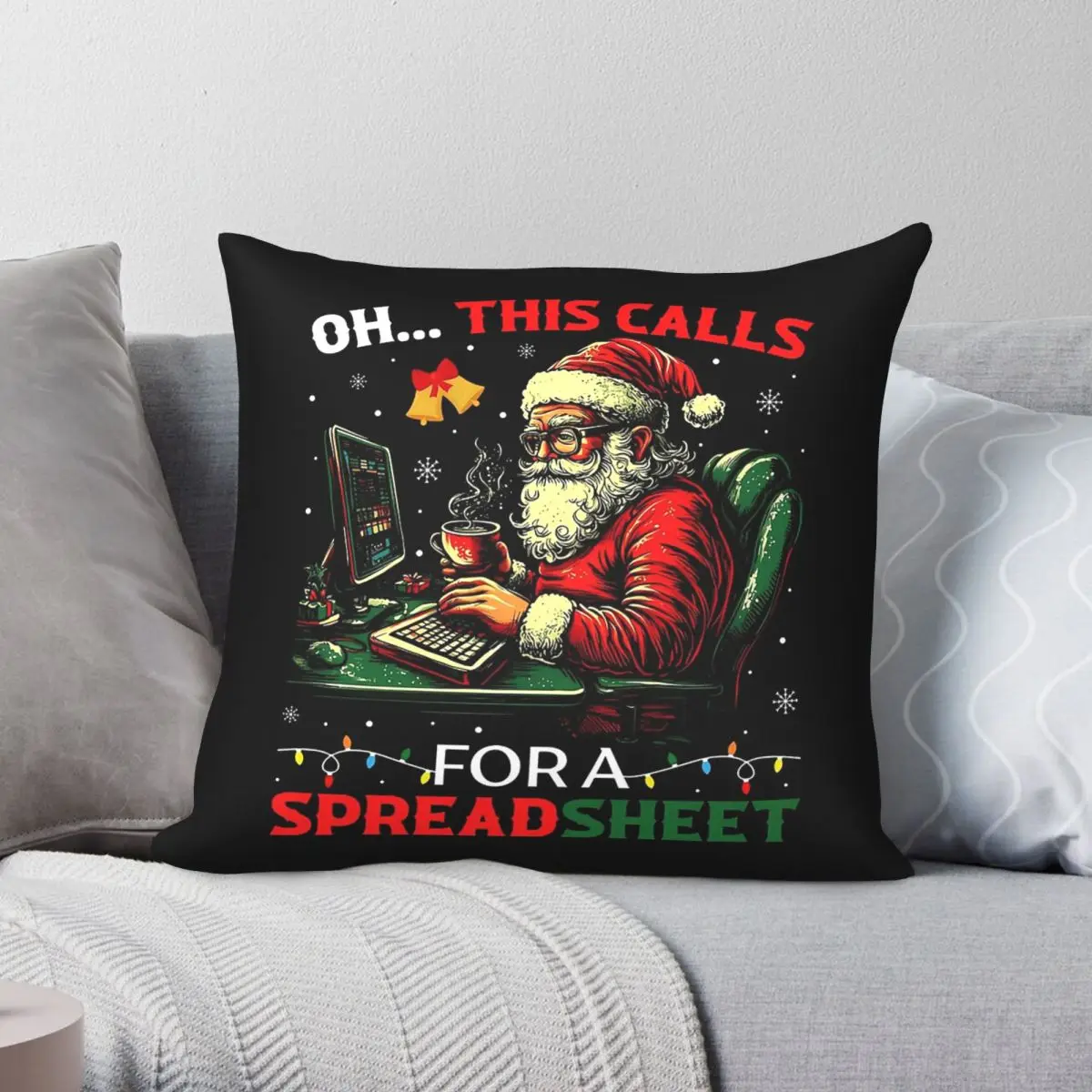 Classic Nerd Christmas Spreadsheet Pillowcase Polyester Linen Velvet Pattern Zip Decor Room Cushion Cover Wholesale