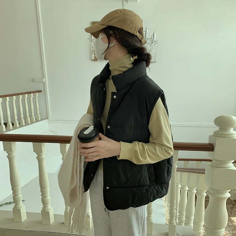 Kamizelki Bezrękawniki Grube Damskie Mundurki Jesienne Sztruksowe Zapinane na Guziki Preppy Inspiracja College Oddychające Uniwersalne Młodzieżowe Eleganckie Y2K