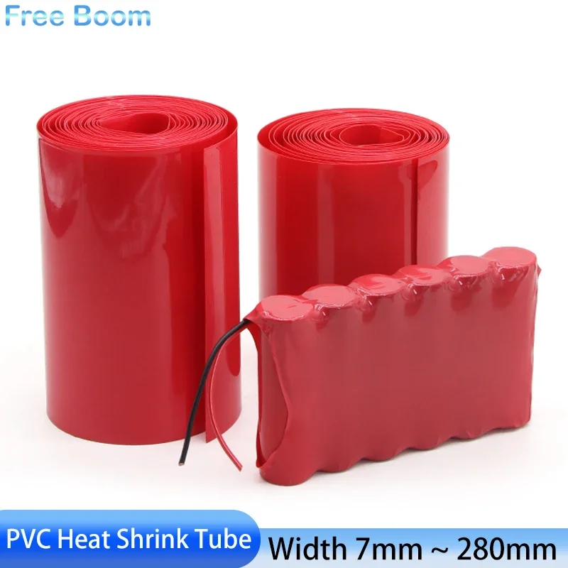 1 Meter Red 18650 Lipo Battery PVC Heat Shrink Tube Pack Width 7mm ~ 280mm Insulated Film Wrap lithium Case Cable Sleeve