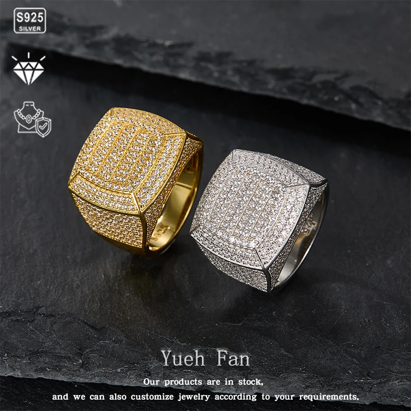 

925 Sterling Silver VVS1 Moissanite Ring Man Engagement Ring Hip Hop Ring Man Wedding Ring Rock Street Party Jewelry Christmas