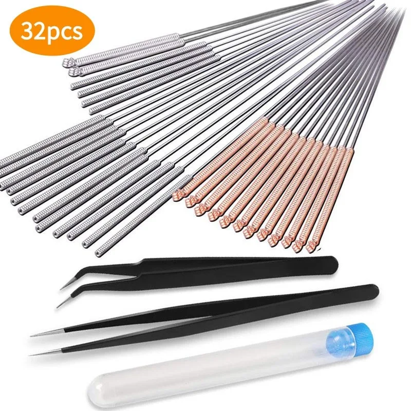 32Pcs 3D Printer Nozzle Cleaning Needles Kit, 0.15/0.25/0.35/0.4mm Stainless Steel Unclog Needle Set for 3D Printer Extruder view 2