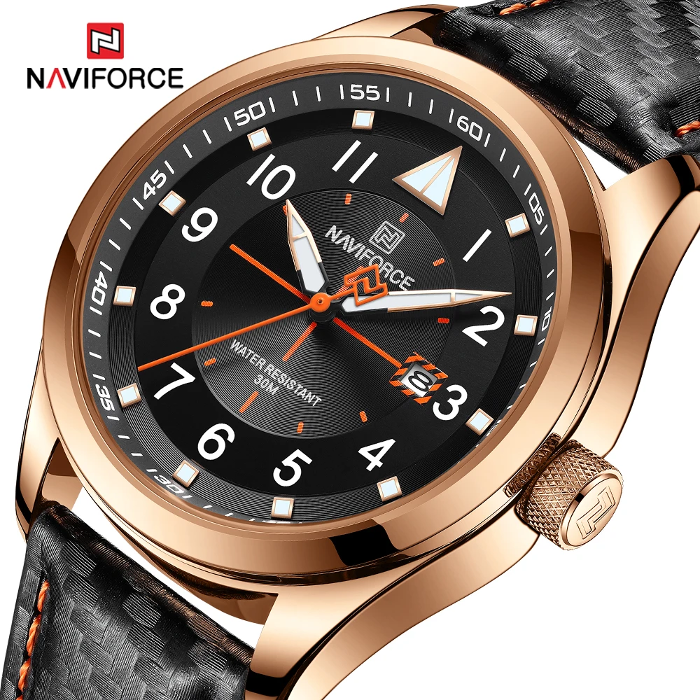 

NAVIFORCE New Fashion Military Mens Watches Luxury Leather Clock Waterproof Men Quartz Sport Watch Army Luminous Wrist Watch