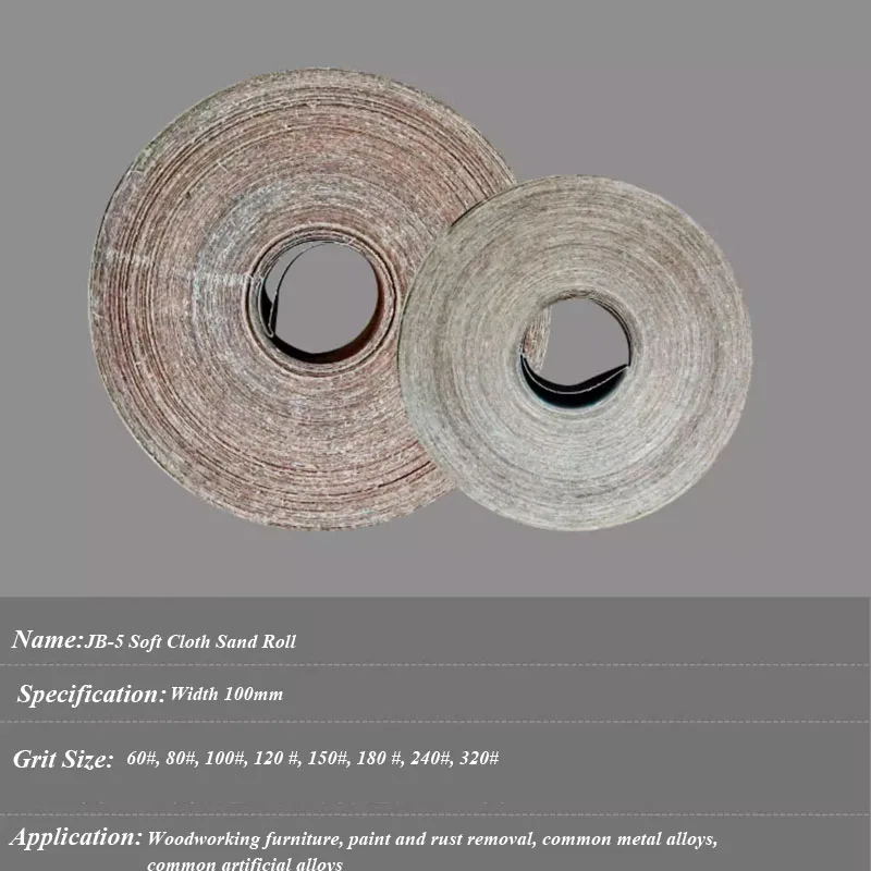 100mmx5/80m Hand torn sandpaper roll for wood polishing #60~#600 Flocking sand cloth roll can work with Sandpaper polishing rack