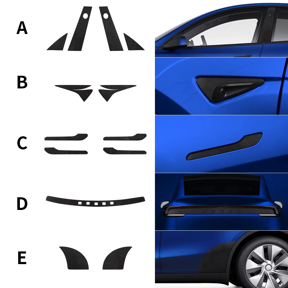 

For Tesla Model Y Juniper Modely 2025 2026 Carbon Fiber Pattern Car B Pillars Film Paint Protection Anti-scratch Accessories