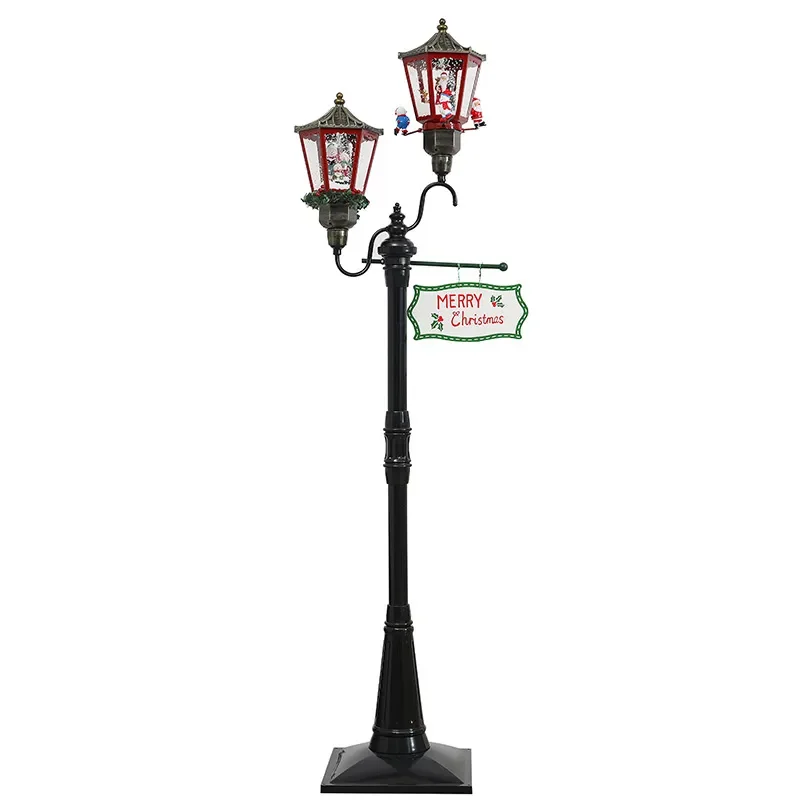 Christmas Wrought Iron Floor Lamp Retro Garden Snow Light Outdoor Yard Pathway Vintage Props Decoration Lighting