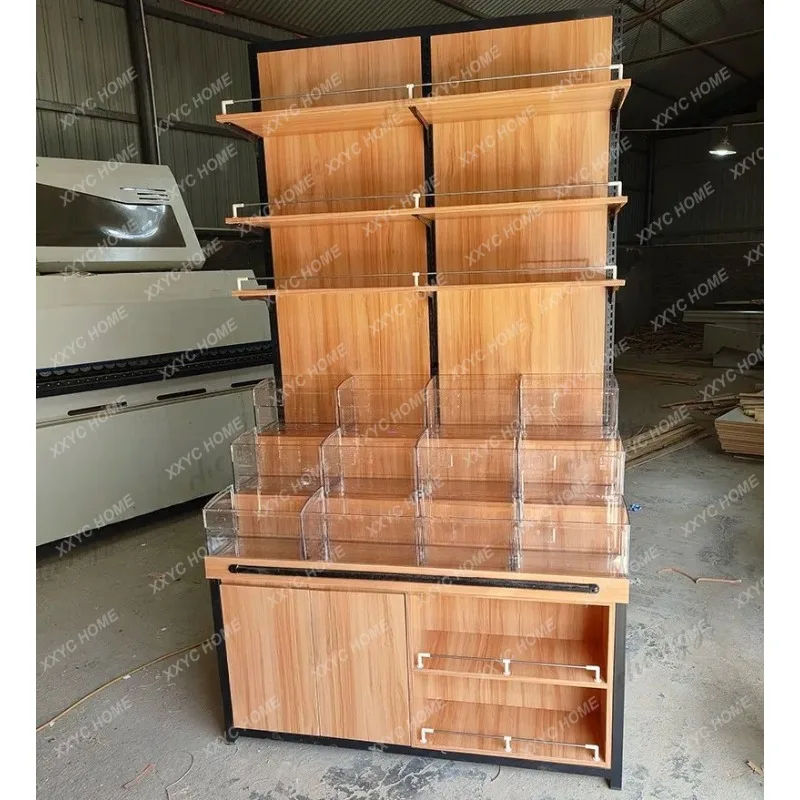 XX supermarket dried fruit candy cabinet loose snacks grains display stand against the wall grain and oil cabinet