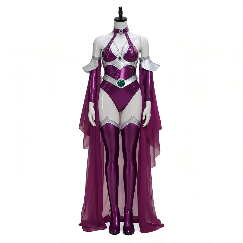 Teen Titans Starfire Lila Jumpsuit Cosplay Kostüm Anime-Charakter Halloween Party Kostüm Aufführungskleidung für Erwachsene – Detail 6