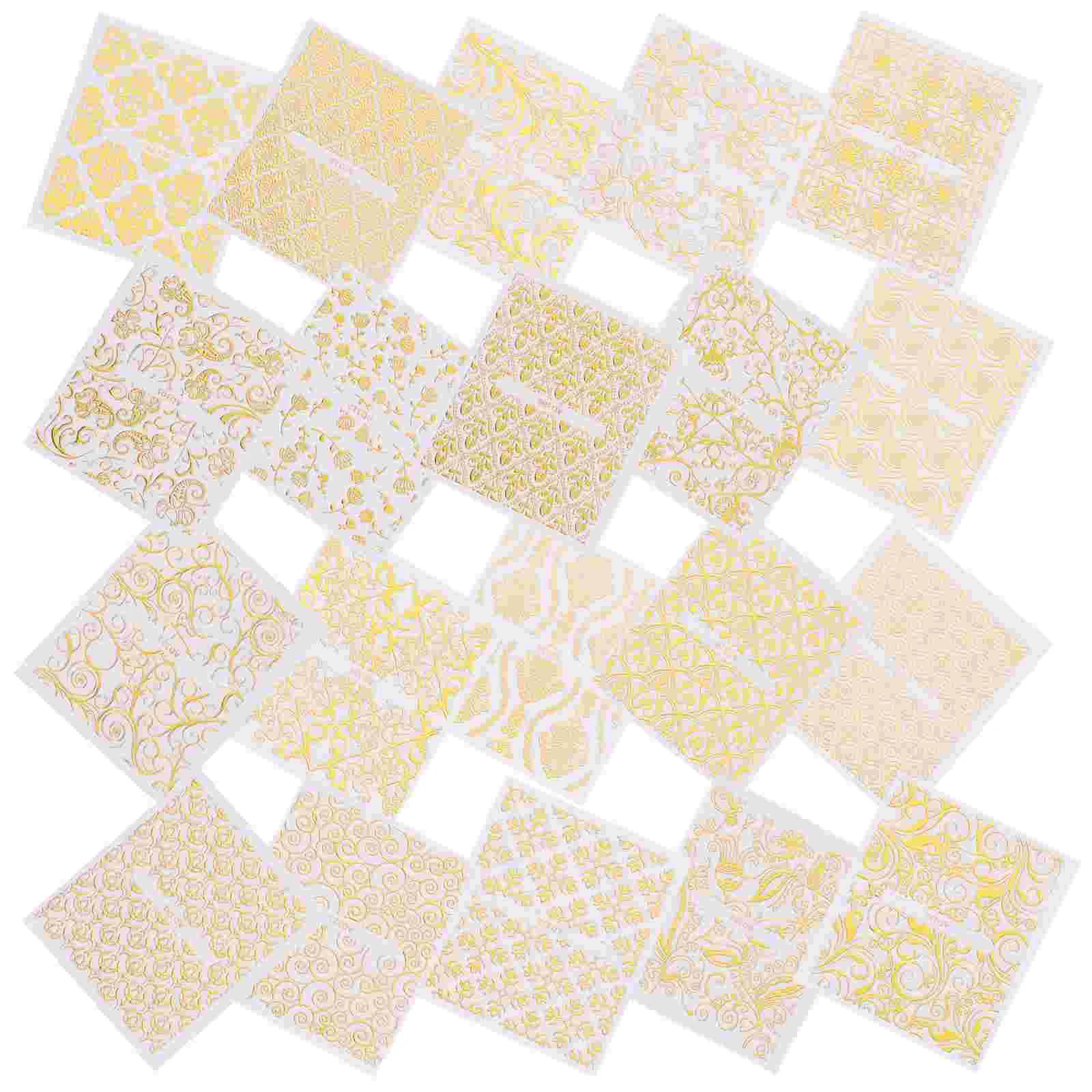 20 Sheets 3D Metal Nail Stickers Golden Decals Nail Tips Sticker Self-adhesive Nail Tips Ethnic Lace Leaves Pattern