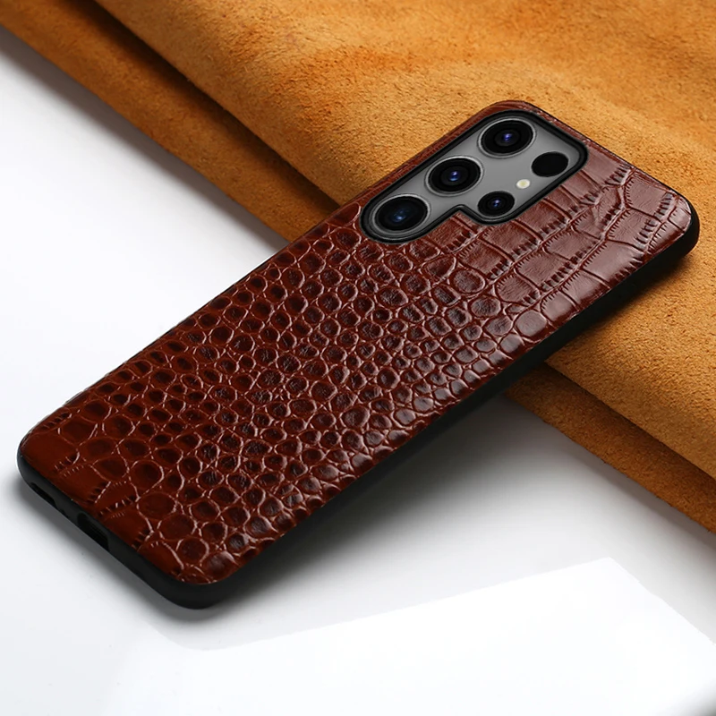 LANGSIDI Genuine Leather Phone Case for Samsung Galaxy S25 S24 S23 Ultra S22 Plus S21 FE S 24 23 A55 A54 5G Protector Back Cover