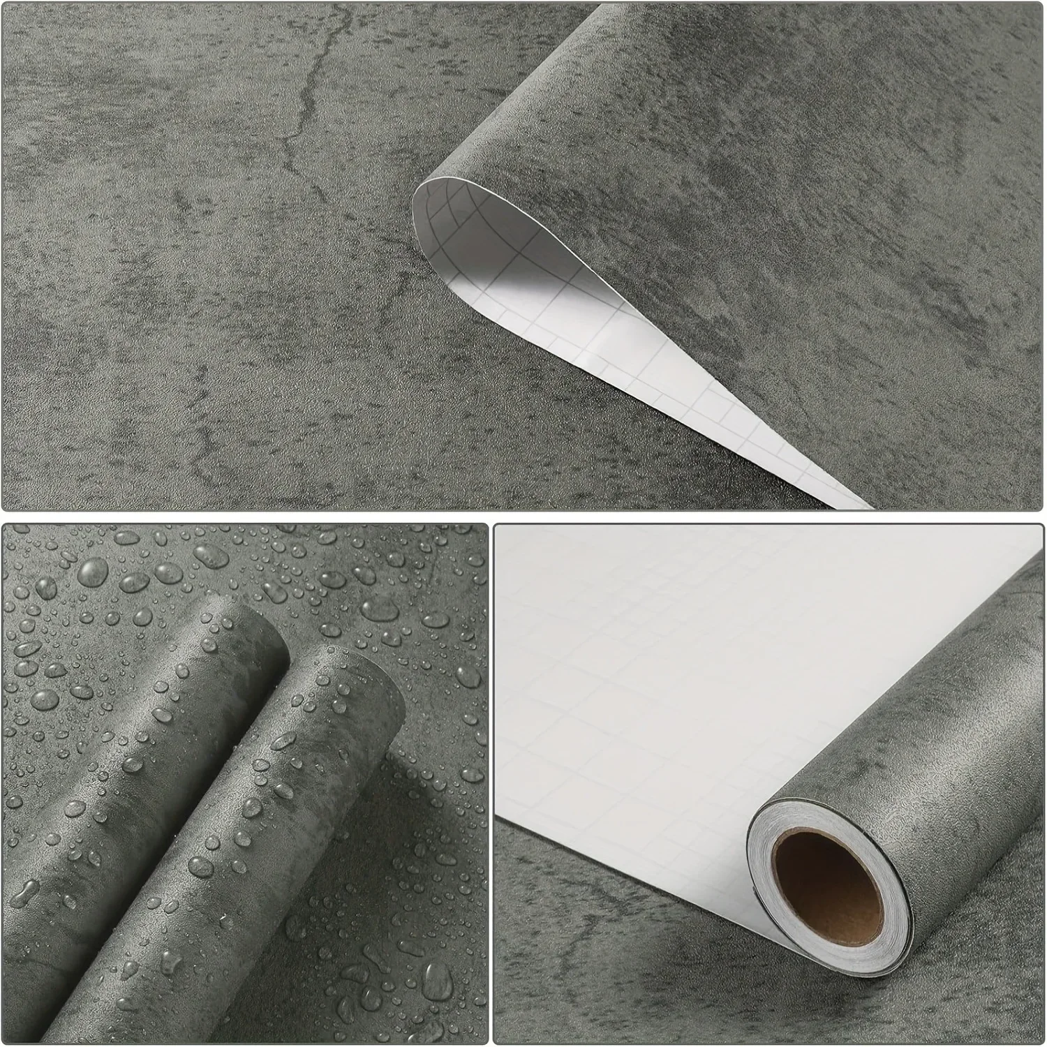 Industrial Cement Grey Clothing Store Living Room Decor Contact Paper Vinyl Self Adhesive Waterproof Wallpaper Wall Stickers