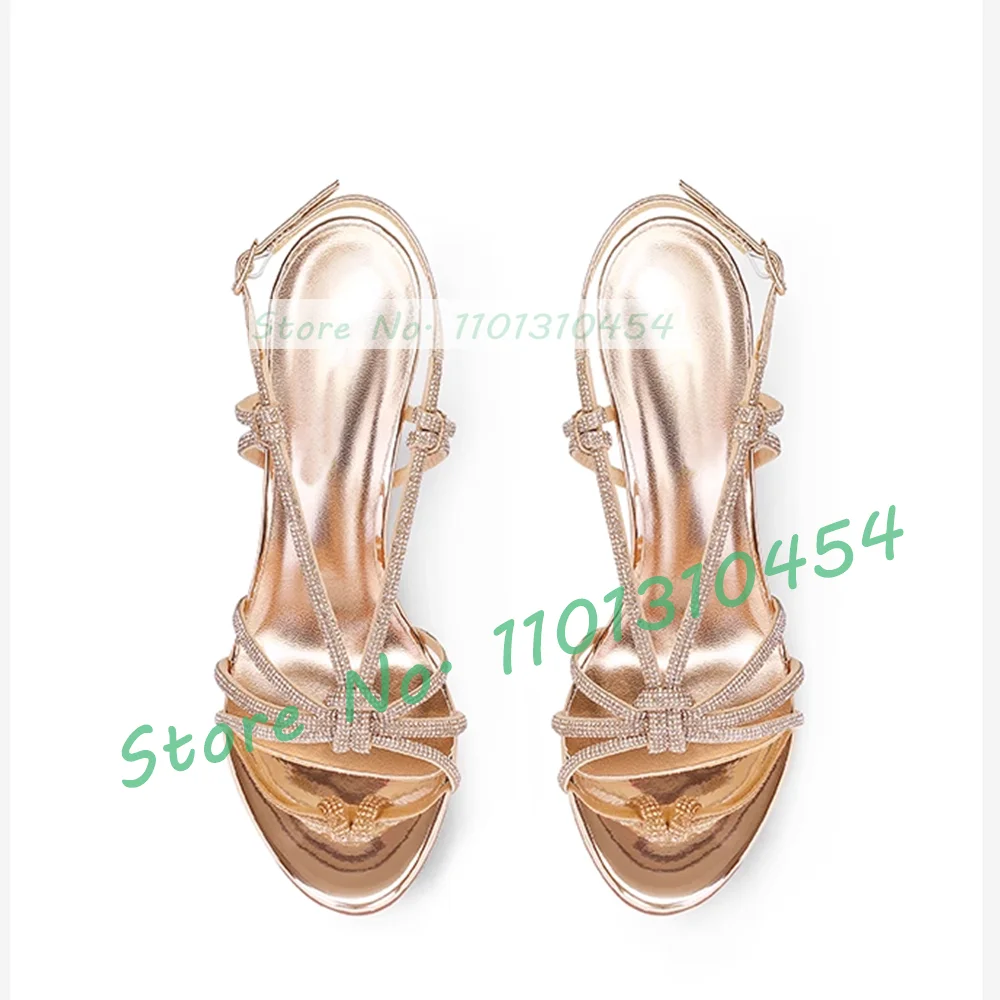 Stiletto High Heel Sandals With Diamond Straps Female Elegant Open Toe Big Size Slingbacks Women Stylish Cross Strap New Sandals