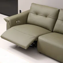/Italian Electric Reclining Adjustable Bed Genuine Leather Three-Seat Sofa Set With Extendable Feature For Hotel Living Room Use