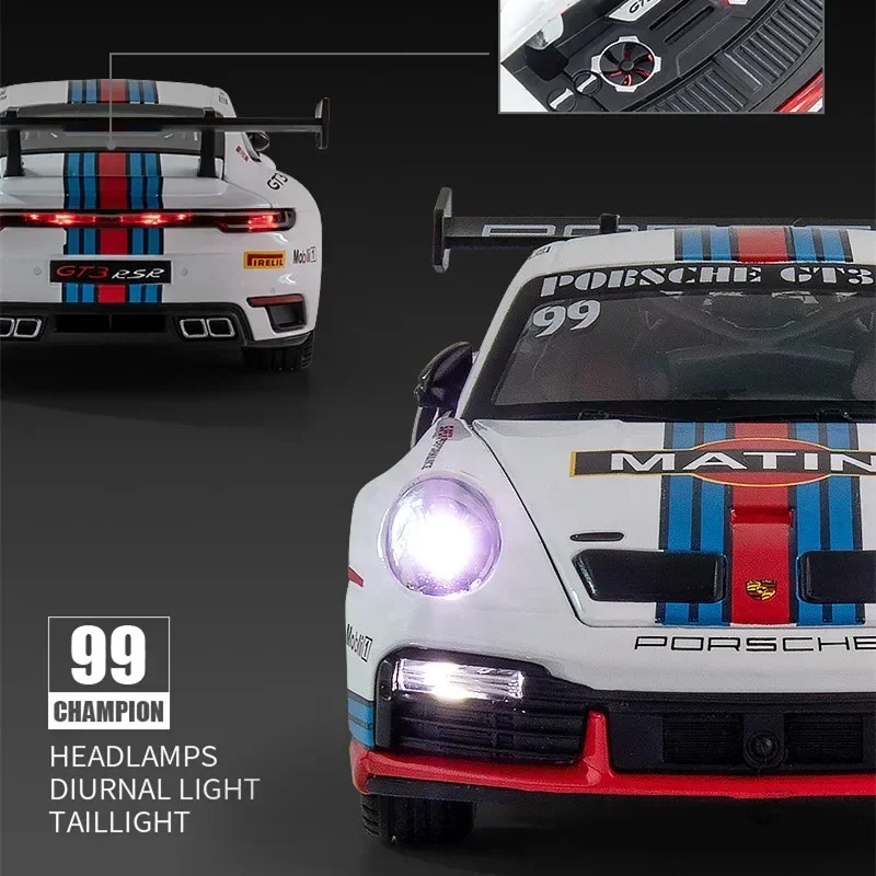 1:24 Porsche 911 GT3 RSR Legierung Druckguss & Spielzeugfahrzeuge Metallauto Modell Sound Licht Zurückziehen Kinderspielzeug Sammlung A416