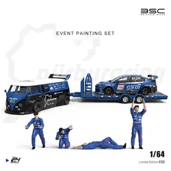 BSC 1:64 STI T1 Figures set Trailer set limited499 Diecast Model Car