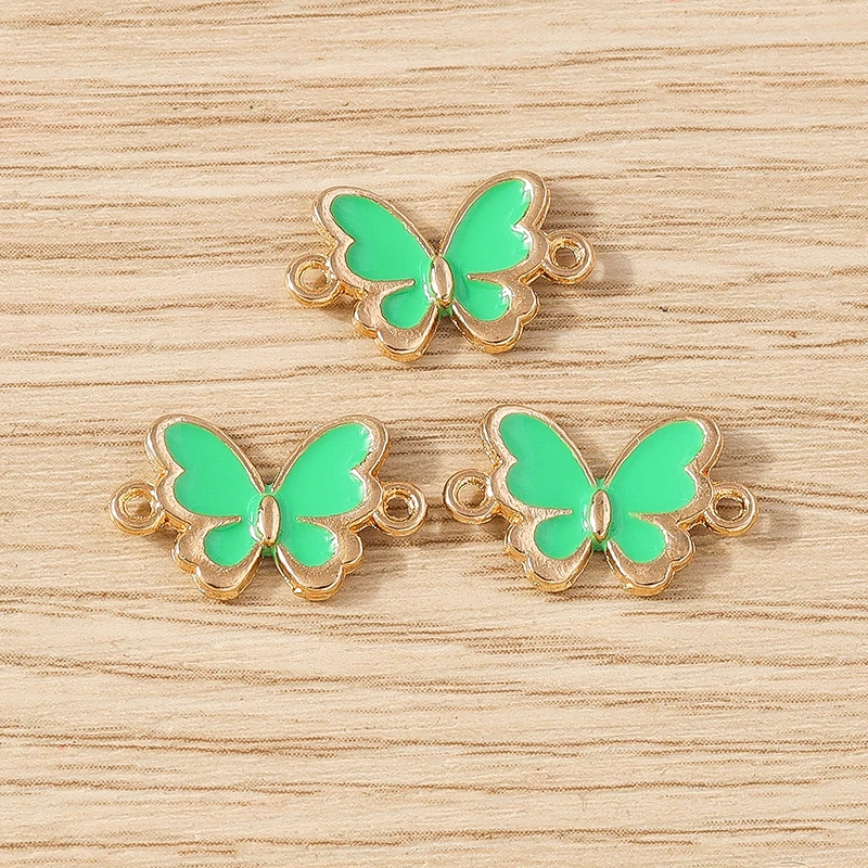 10 Stück niedliche Mini-Emaille-Fliegen-Schmetterlings-Anhänger, Verbindungsstücke für die Schmuckherstellung, DIY, handgefertigte Armbänder, Halsketten, Bastelzubehör – Detail 17
