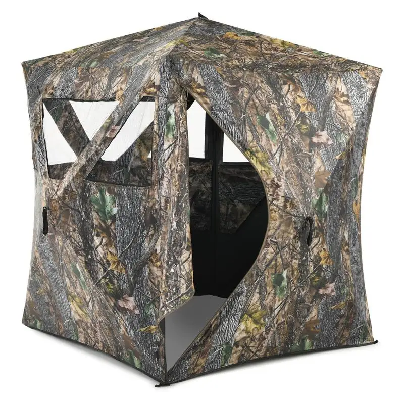 Portable Hunting Blind with Ground Stakes and Tie-Downs for Deer and Antelope, Outdoor Concealment Shelter for Field Hunting