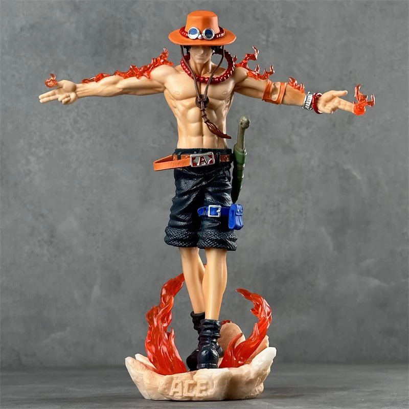 28Cm One PieceอะนิเมะรูปPortgas D AceตัวเลขการกระทําGkตุ๊กตาPvc Lightรูปปั้นDecoraของเล่นตกแต่งของขวัญ