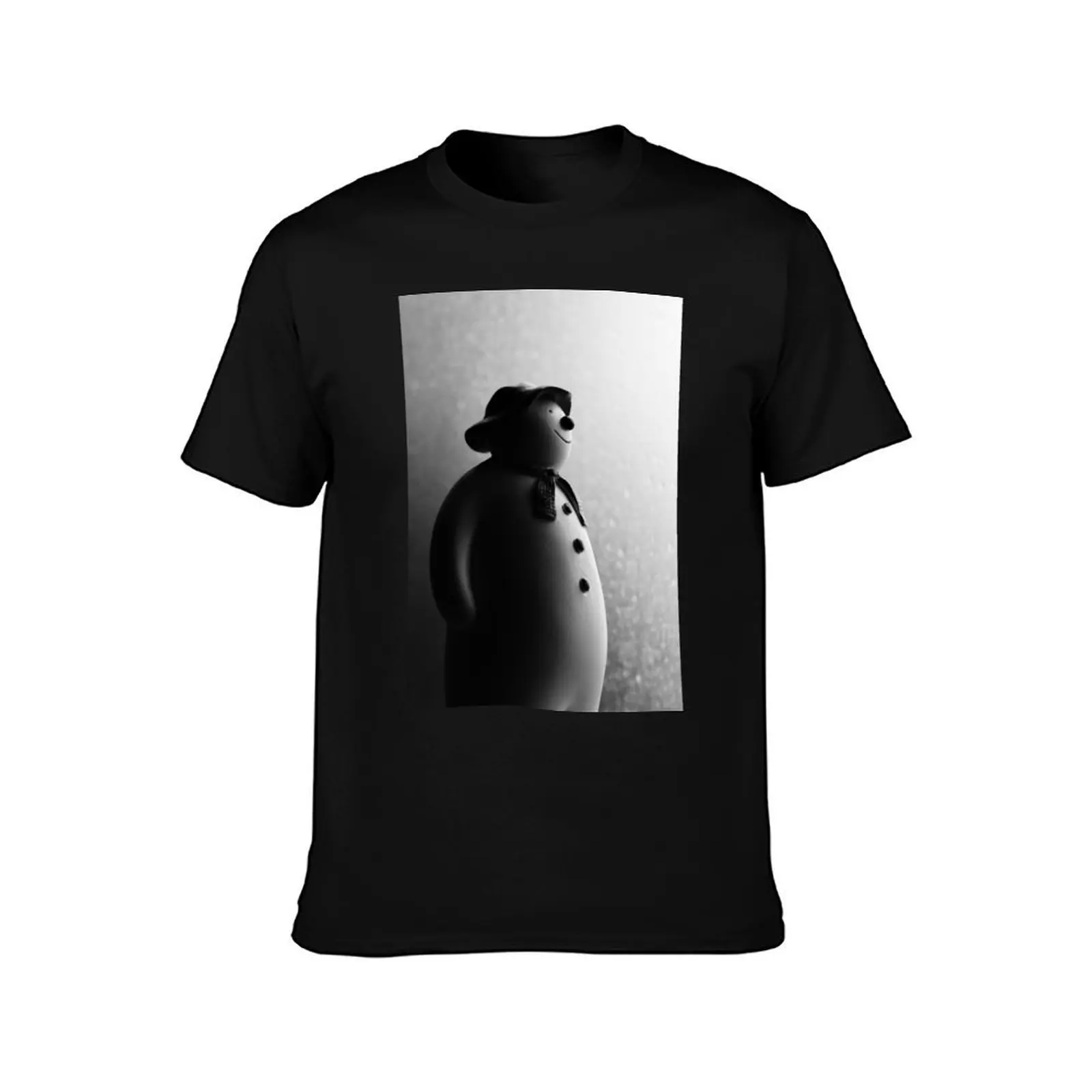 Black & White Christmas Photograph The Snowman Raymond Briggs T-Shirt Casual Lightweight Short Sleeve Top T-Shirt