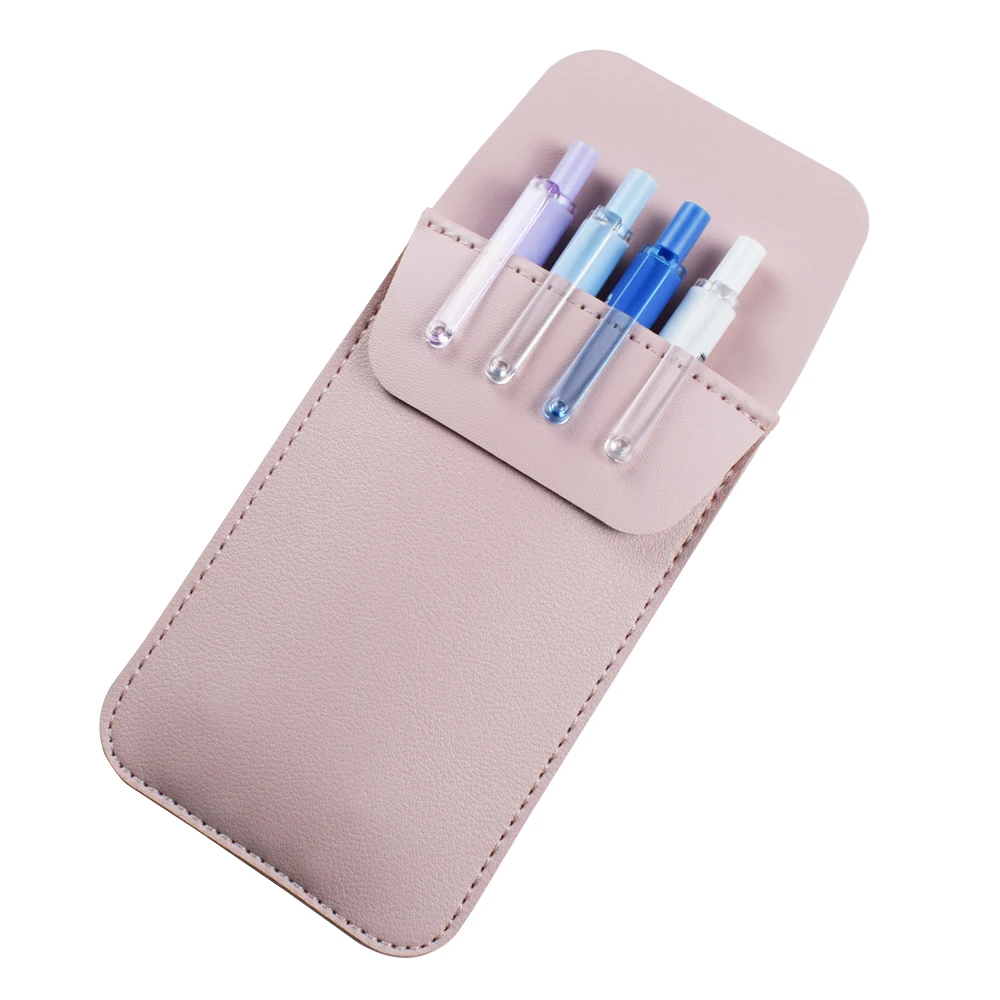 

Portable Pocket Pen Holder Organizer Pencilcase - Soft Imitation Leather Pencil Case for Office & School Stationery Supplies