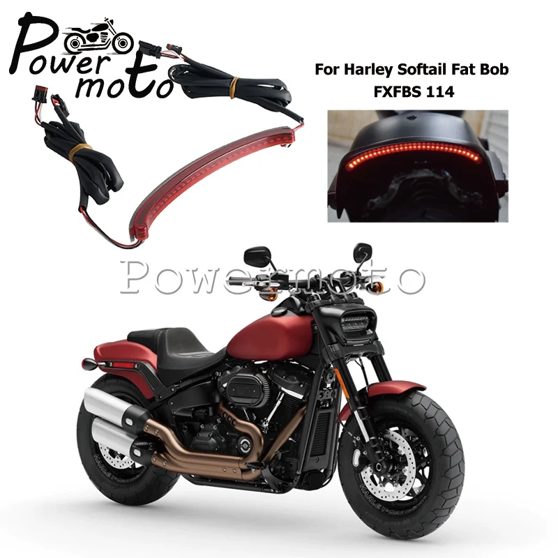 For Harley Softail Fat Bob Red LED Tail Light ABS Plastic Shell Dual Function Brake Light & Running Light For FXFB FXFBS 107 114
