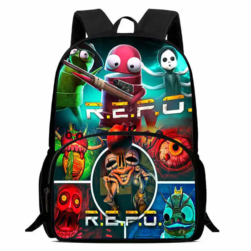 

Child School Backpack with Front Pocket,Cartoon R.E.P.O School Bags for Boys Girls,Durable Kids Backpack for Pupil Students