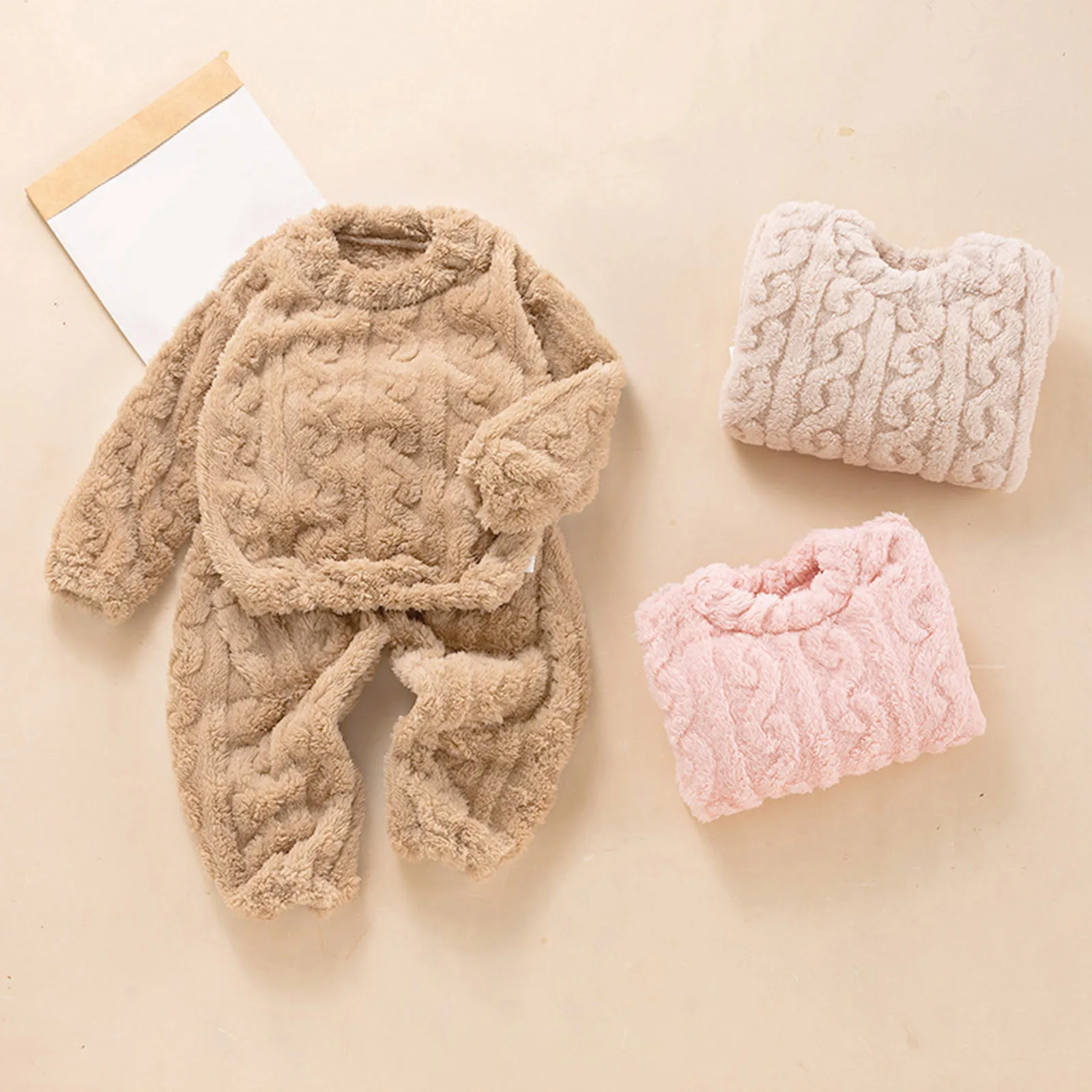 Winter Boys Girls Warm Suit Thicken Plush Autumn 2023 New Baby Long Sleeve+Pant 2Pcs for Kids Clothes Children Clothing Set 1-6Y