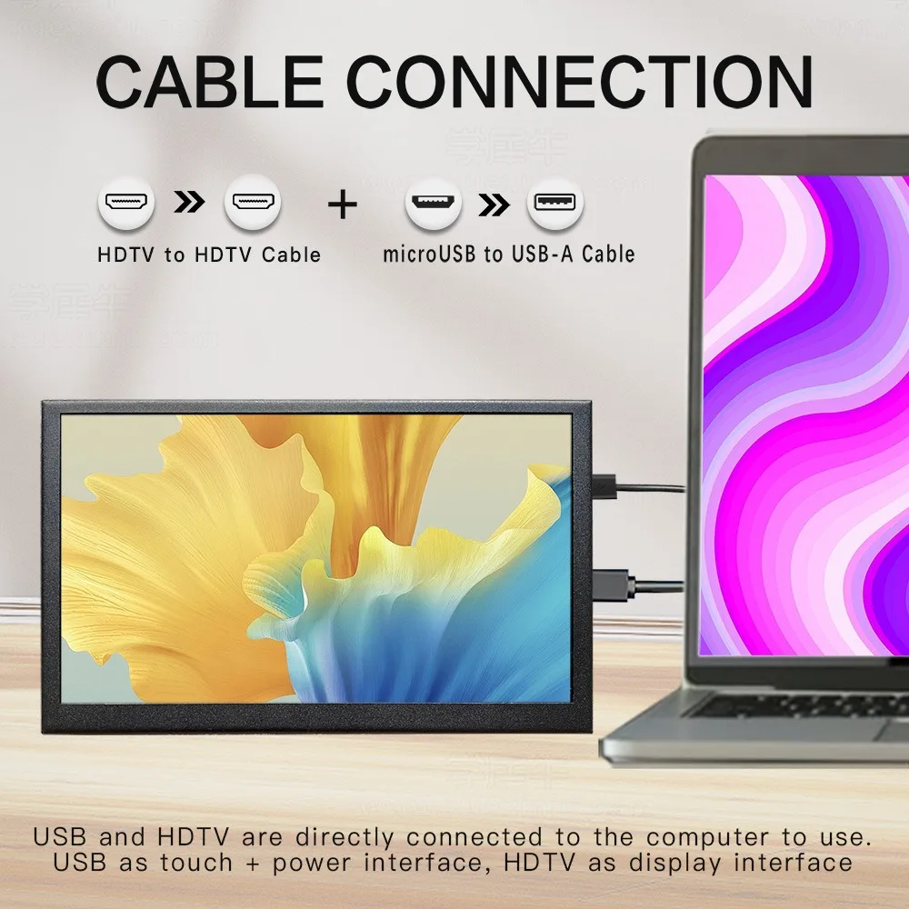 LESOWN 7 Inch IPS HDTV Monitor Plug and Play Portable Screen for PC Desktop Second Display Panel Driver-free Easy Setup