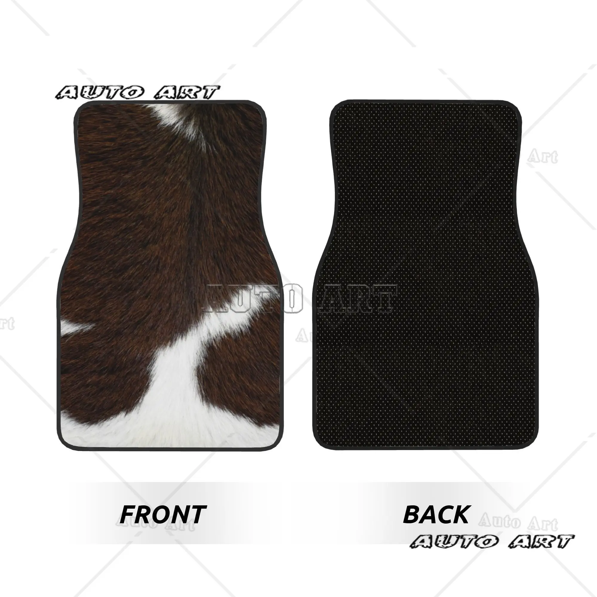 4PCS Crystal Velvet Car Floor Mats Cow Fur Cowhide Texture Car Animal Skin Leather Universal Auto Front And Rear Foot Mats