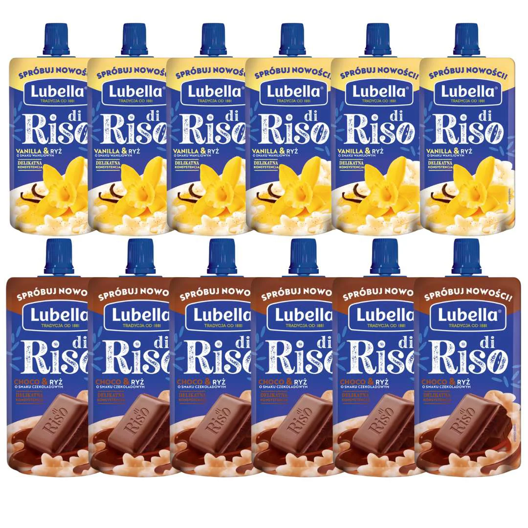 Lubella Di Riso przekąska vanilia-choco & ryż 100 g x 12 sztuk