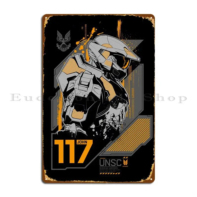 John-117 Profile Metal Plaque Poster Print Vintage Rusty Mural Customize Tin Sign Poster