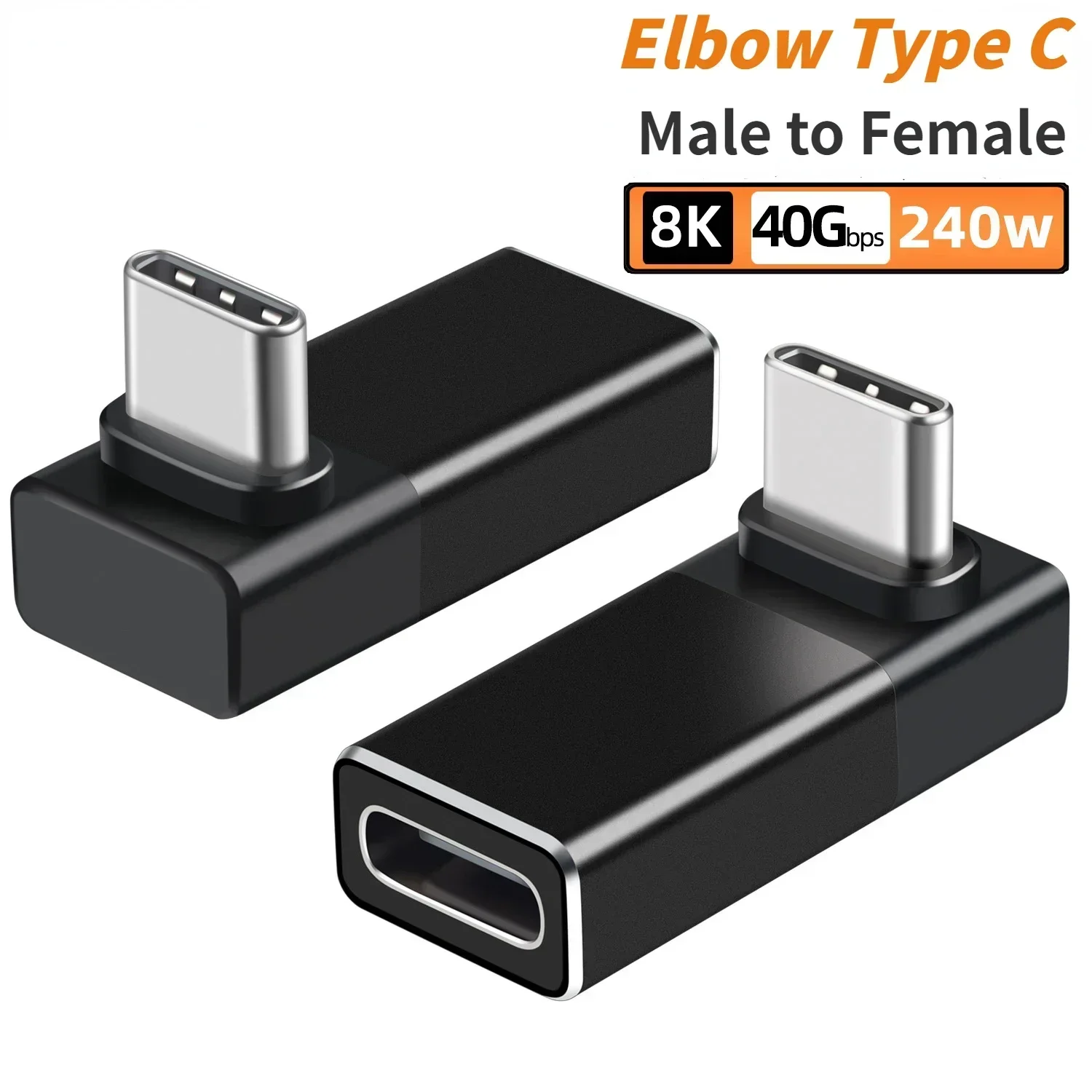 2PCS 240W USB 4.0 Type C Adapter USB-C Male to Type-C Female USB4 Elbow Converter 8K 40Gbps PD Thunderbolt3/4 Data PD3.1 Charger