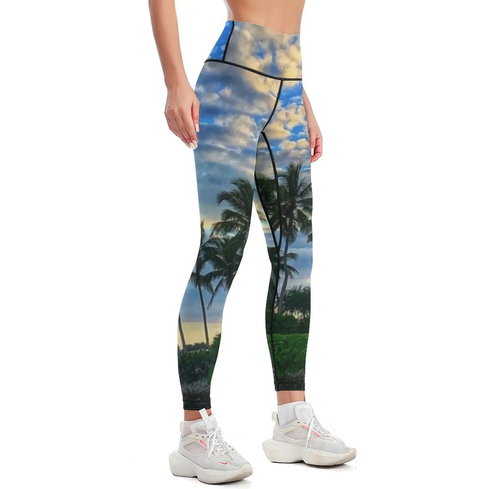 Palm Trees in Paradise Leggings flared Female legging pants Sportswear woman gym fitness set gym Womens Leggings